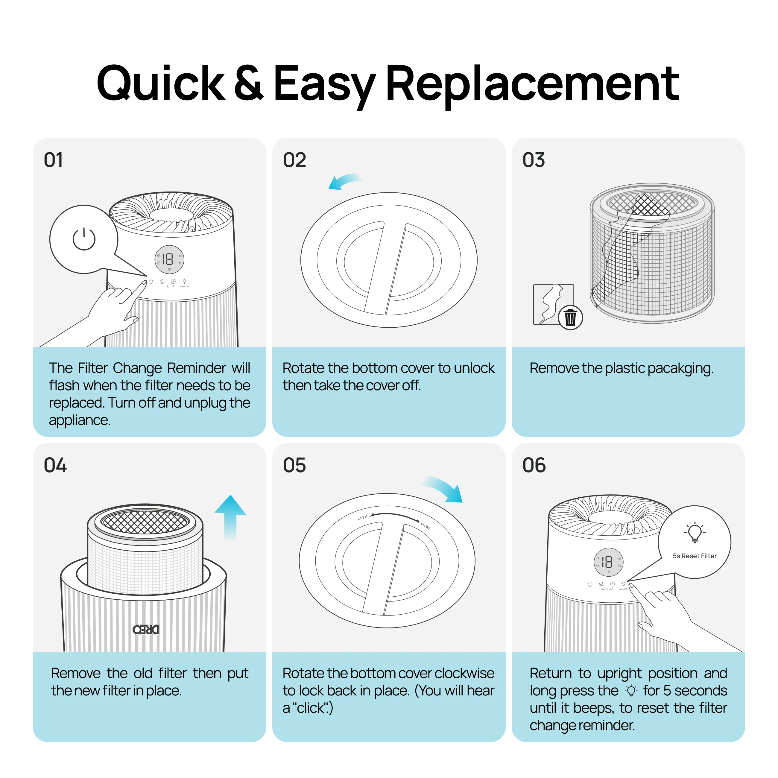 Air Purifier Replacement Filter for DREO Macro AP314 - Image 6