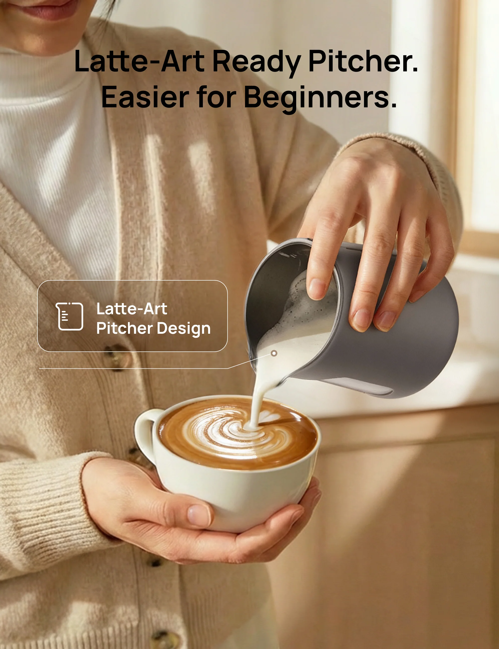 BaristaMaker Milk Frother Nano Jug&Lid Replacement - Image 5
